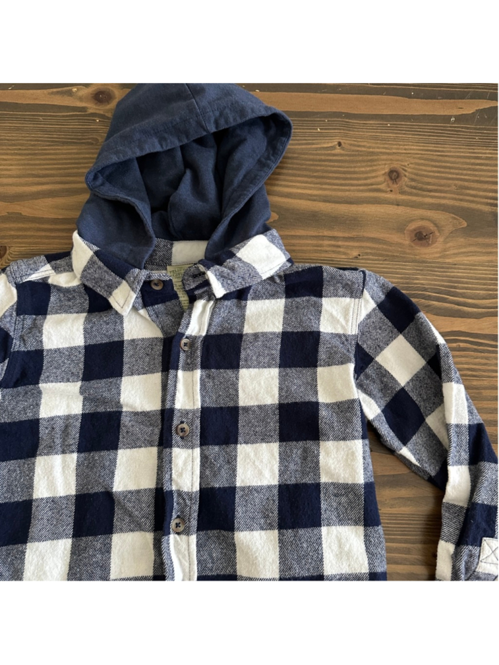 Telluride Plaid Hooded Shirt Boys M 7 8 Blue Buffalo Plaid Hoodie - Picture 3 of 6